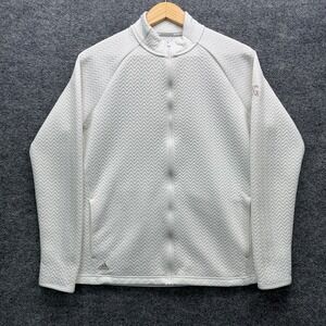 Adidas Golf Jacket Womens L White Long Sleeve Chevron Quilted Outdoor